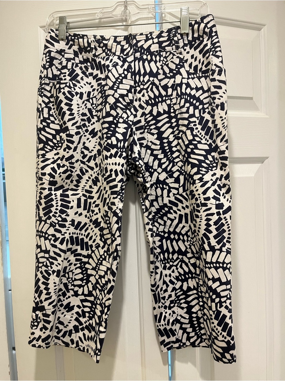 Talbots Navy and White Abstract Print Pants
